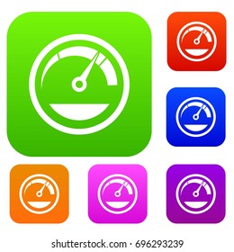 Speedometer set icon in different colors isolated vector illustration. Premium collection