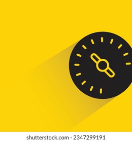 speedometer with shadow on yellow background