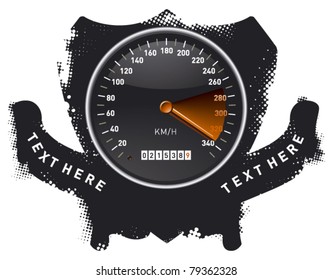 speedometer shield with grunge banner