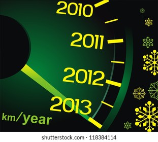 The speedometer shows approach of new 2013
