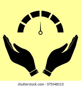 Speedometer sign. Flat style icon vector illustration.