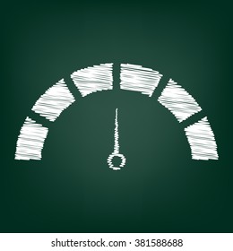 Speedometer sign. Flat style icon with chalk effect