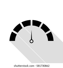 Speedometer sign illustration. Black icon with flat style shadow path.
