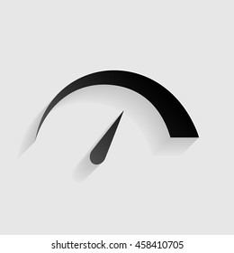 Speedometer sign illustration. Black paper with shadow on gray background.