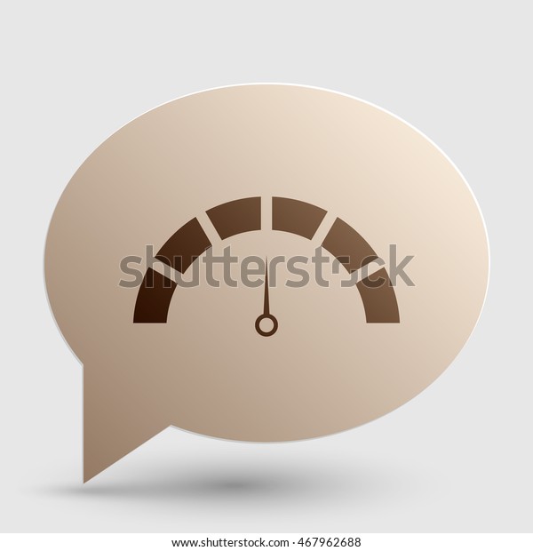 Speedometer sign illustration. Brown gradient\
icon on bubble with\
shadow.