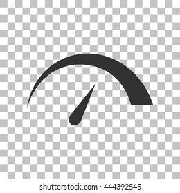 Speedometer sign illustration. Dark gray icon on transparent background.
