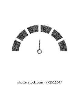 Speedometer sign illustration. Vector. Black icon from many ovelapping circles with random opacity on white background. Noisy. Isolated.