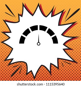 Speedometer sign illustration. Vector. Comics style icon on pop-art background.