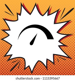 Speedometer sign illustration. Vector. Comics style icon on pop-art background.