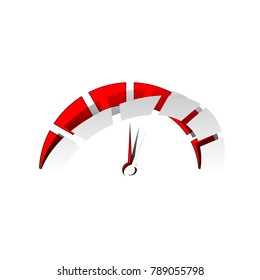 Speedometer sign illustration. Vector. Detachable paper icon with red body stock. Isolated.