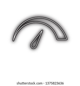 Speedometer sign illustration. Vector. Double contour black icon with soft shadow at white background. Isolated.