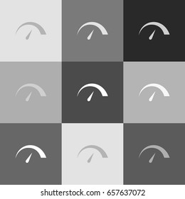 Speedometer sign illustration. Vector. Grayscale version of Popart-style icon.