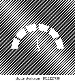 Speedometer sign illustration. Vector. Icon. Hole in moire background.