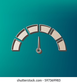 Speedometer sign illustration. Vector. Icon printed at 3d on sea color background.