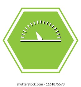 Speedometer sign illustration. Vector. White icon with black shadow at yellow green honeycomb on white background.