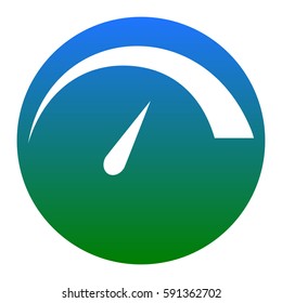 Speedometer sign illustration. Vector. White icon in bluish circle on white background. Isolated.