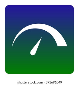 Speedometer sign illustration. Vector. White icon at green-blue gradient square with rounded corners on white background. Isolated.