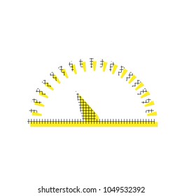 Speedometer sign illustration. Vector. Yellow icon with square pattern duplicate at white background. Isolated.