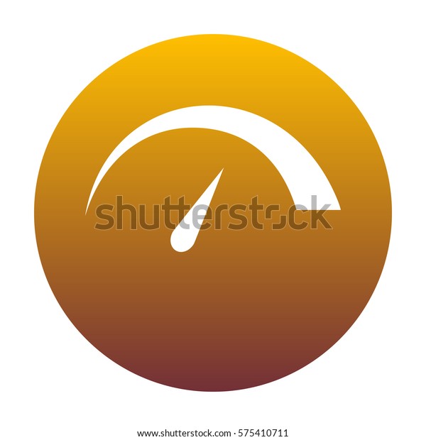 Speedometer sign illustration.\
White icon in circle with golden gradient as background.\
Isolated.