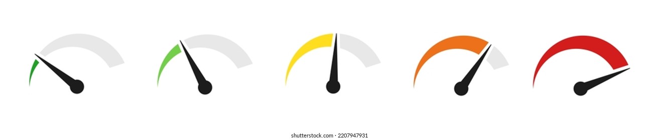 Speedometer simple icon set. Indicator concept