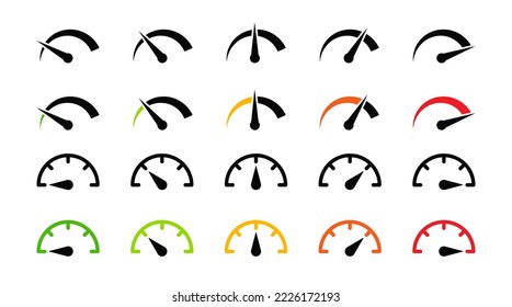 Speedometer simple icon set. Indicator concept