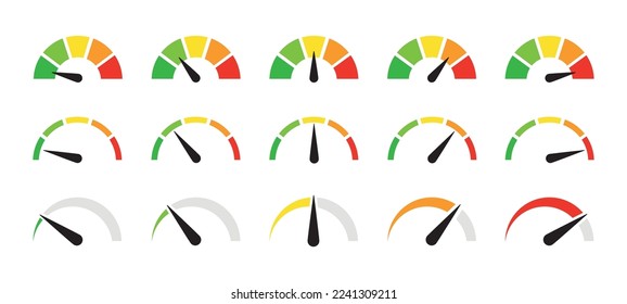 Speedometer simple icon set. Indicator concept. Set vector icons.
