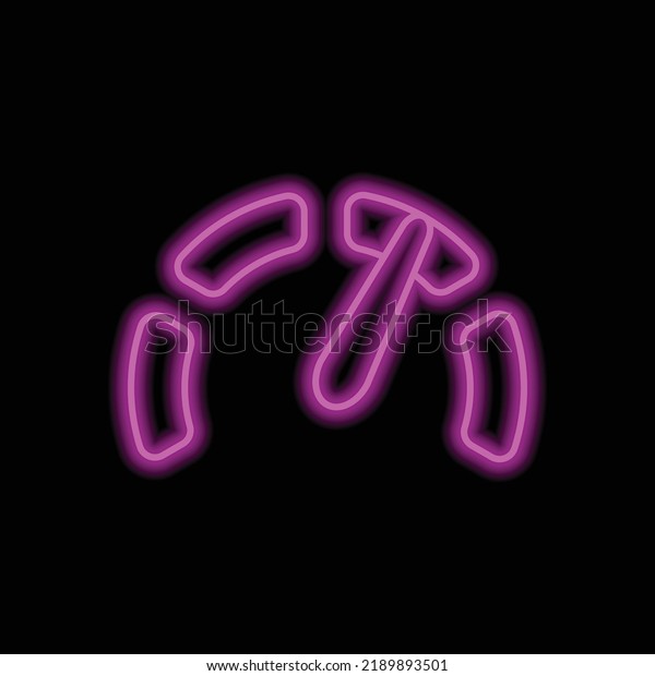 Speedometer simple icon vector. Flat
design. Purple neon on black
background.ai