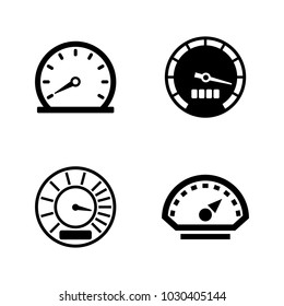 Speedometer. Simple Related Vector Icons Set for Video, Mobile Apps, Web Sites, Print Projects and Your Design. Black Flat Illustration on White Background.