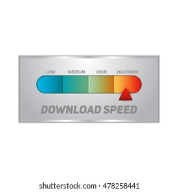 Speedometer With Slow And Fast Download. Speed Internet Test. Vector Illustration.