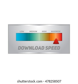 Speedometer With Slow And Fast Download. Speed Internet Test. Vector Illustration.