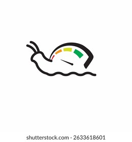 Speedometer Snail: A charming illustration of a snail integrated with a speedometer dial, creatively symbolizing the concept of slow but steady progress.