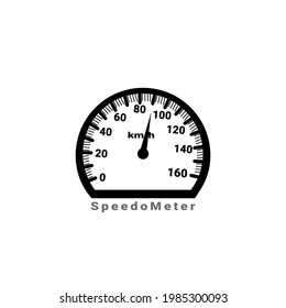Speedometer, speed 90 km, Round black gauge with style flat isolated on white background