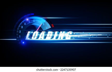 Speedometer speed car auto dashboard design. Speed meter abstract technology and loading and Download progress bar or round indicator of web speed vector design