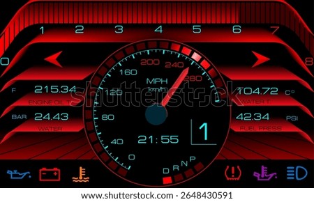 Speedometer speed car auto dashboard design. Speed meter abstract technology