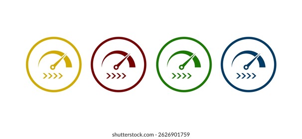 Ilustración vectorial del icono del tablero del coche de la velocidad del velocímetro. icono del tablero en concepto del estilo plano.