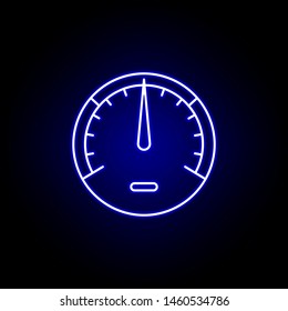 speedometer speed icon in blue neon style. Elements of time illustration icon. Signs, symbols can be used for web, logo, mobile app, UI, UX