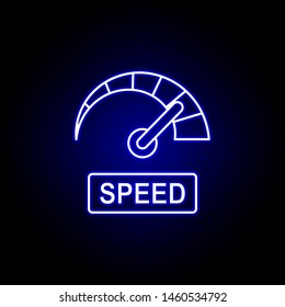 speedometer speed icon in blue neon style.. Elements of time illustration icon. Signs, symbols can be used for web, logo, mobile app, UI, UX