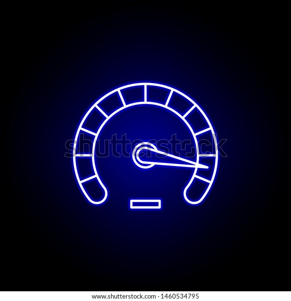 speedometer speed icon in blue neon style.. Elements\
of time illustration icon. Signs, symbols can be used for web,\
logo, mobile app, UI,\
UX