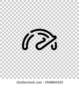 Speedometer or speed indicator of car, simple icon. Black editable linear symbol on transparent background