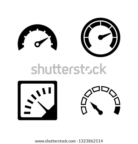 Speedometer, Speed Measurement. Simple Related Vector Icons Set for Video, Mobile Apps, Web Sites, Print Projects and Your Design. Speedometer, Speed icon Black Flat Illustration on White Background.