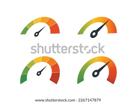 Speedometer, speed meter vector icon set. many perspectives colorful speed meter suitable for many purposes.