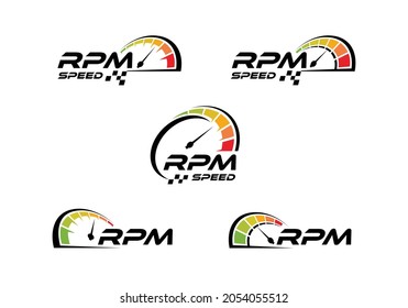 Speedometer, speed rpm logo icon design template collection