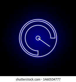 speedometer speed time clock icon in blue neon style.. Elements of time illustration icon. Signs, symbols can be used for web, logo, mobile app, UI, UX
