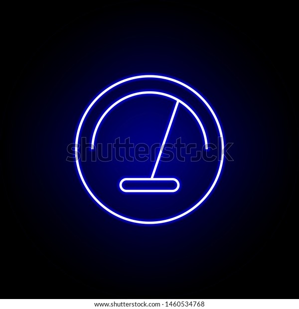 speedometer speed time clock icon in blue
neon style.. Elements of time illustration icon. Signs, symbols can
be used for web, logo, mobile app, UI,
UX