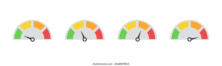 Iconos del salpicadero del velocímetro y del tacómetro: medidor de Vector, medidor, indicador, RPM, escala de rendimiento