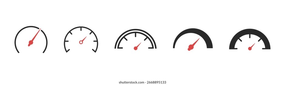 Velocímetro y Tacho Iconos vectoriales – Medidor, Indicador, Salpicadero, Rendimiento, Velocidad