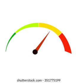 Speedometer or tachometer with arrow. Infographic gauge element. Template for download design. Colorful vector illustration in flat style.