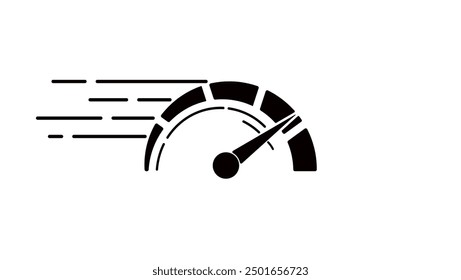 Speedometer, tachometer emblem, black isolated silhouette