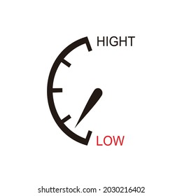 Speedometer, tachometer, fuel low level icon. Flat vector illustration on white background