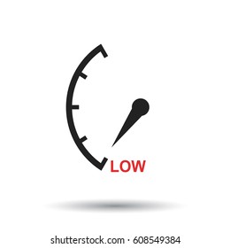 Speedometer, tachometer, fuel low level icon. Flat vector illustration on white background